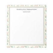 Girlige Chique Pastel Roze Blauwe Bloemen Patroon Notitieblok (Voorkant)