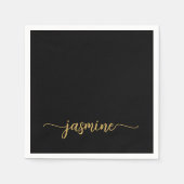 Girlige Minimalistische Eenvoudige Zwarte Gouden M Servet (Voorkant)