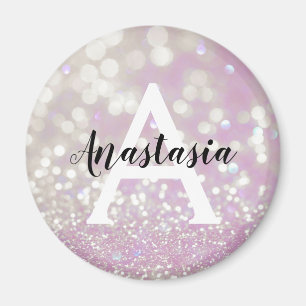 Girlige paarse glans glitter glinster monogram naa magneet