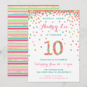 Girls 10th Birthday Uitnodiging verjaardagsfeest (Voorkant / Achterkant)