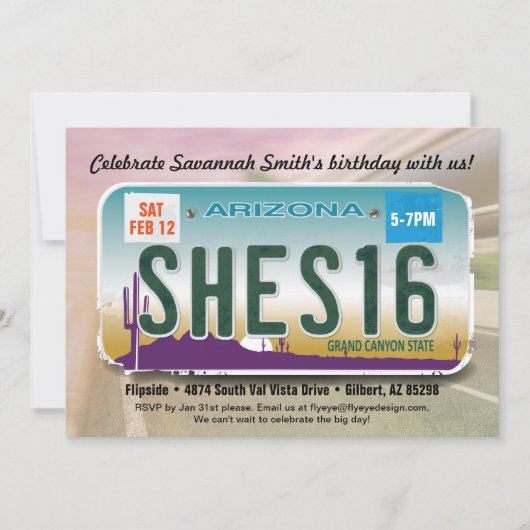 Girl's 16e verjaardag Arizona Kaart (Voorkant)