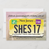 Girl's 17th Birthday New Jersey Licentie uitnodigi Kaart (Voorkant)