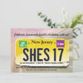 Girl's 17th Birthday New Jersey Licentie uitnodigi Kaart (Staand voorkant)