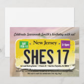 Girl's 17th Birthday New Jersey Licentie uitnodigi Kaart (Voorkant / Achterkant)