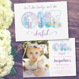 Girls 1st Birthday Fotouitnodiging Kaart