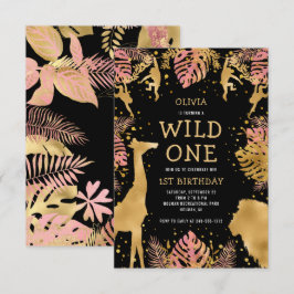 Girls 1st Birthday Pink Black Safari Kaart