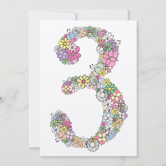 Girls 3rd Birthday Party Custom Invitation Kaart (Voorkant)