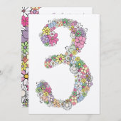 Girls 3rd Birthday Party Custom Invitation Kaart (Voorkant / Achterkant)