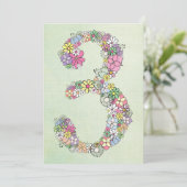 Girls 3rd Birthday Party Custom Invitation Kaart (Staand voorkant)