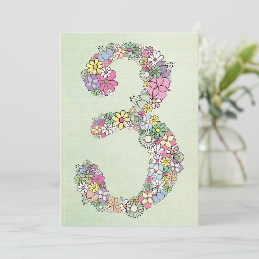 Girls 3rd Birthday Party Custom Invitation Kaart (Staand voorkant)