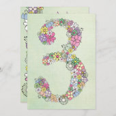 Girls 3rd Birthday Party Custom Invitation Kaart (Voorkant / Achterkant)