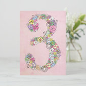 Girls 3rd Birthday Party Custom Invitation Kaart (Staand voorkant)