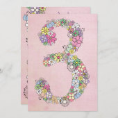 Girls 3rd Birthday Party Custom Invitation Kaart (Voorkant / Achterkant)