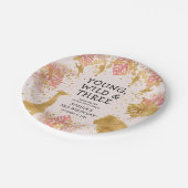 Girls 3rd Birthday Party Pink Gold Safari Papieren Bordje (Gekanteld)