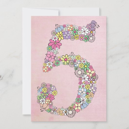 Girls 5th Birthday Party Custom Invitation Kaart (Voorkant)