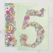 Girls 5th Birthday Party Custom Invitation Kaart (Voorkant / Achterkant)