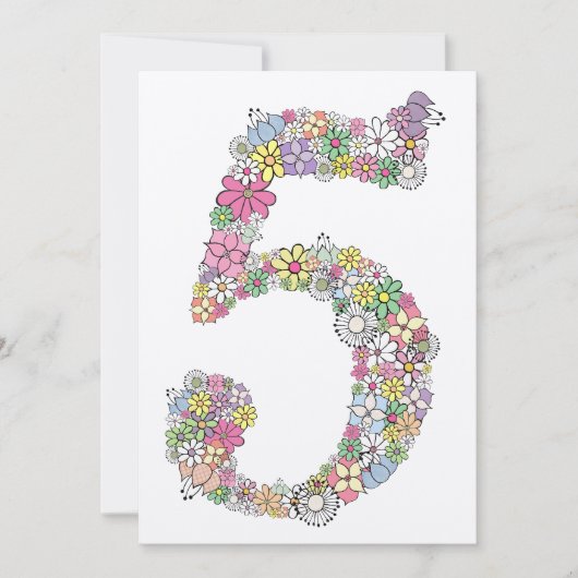 Girls 5th Birthday Party Custom Invitation Kaart (Voorkant)