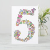 Girls 5th Birthday Party Custom Invitation Kaart (Staand voorkant)