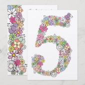 Girls 5th Birthday Party Custom Invitation Kaart (Voorkant / Achterkant)