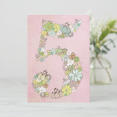 Girls 5th Birthday Party Custom Invitation Kaart (Staand voorkant)