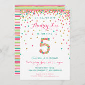 Girls 5th Birthday Uitnodiging verjaardagsfeest (Voorkant / Achterkant)