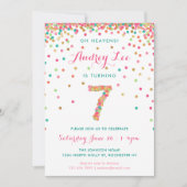 Girls 7th Birthday Uitnodiging verjaardagsfeest (Voorkant)