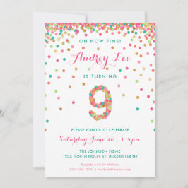 Girls 9th Birthday Uitnodiging verjaardagsfeest