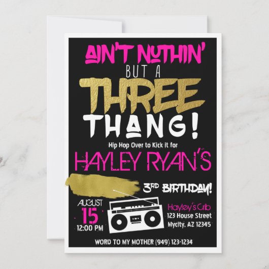 Girl's Aint Nuthin, maar drie Thang Hip Hop 3rd Kaart (Voorkant)