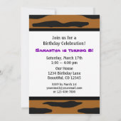 Girls Animal Print Tiger Birthday Uitnodiging (Achterkant)