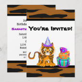 Girls Animal Print Tiger Birthday Uitnodiging (Voorkant / Achterkant)