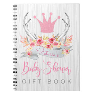 Girls Antler Baby shower Guest Gift Book Notitieboek