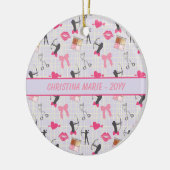 Girls Archery - Girly Hearts and Makeup Keramisch Ornament (Links)