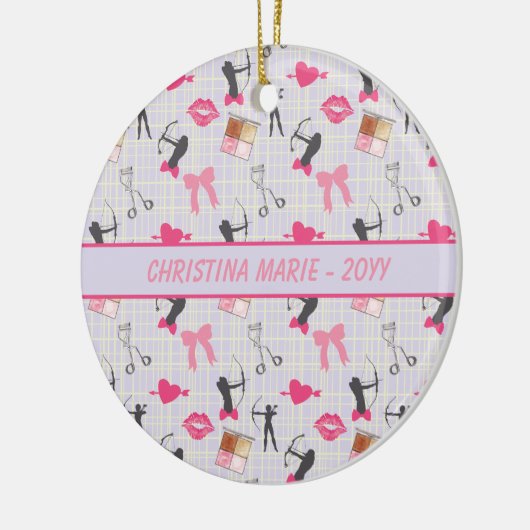 Girls Archery - Girly Hearts and Makeup Keramisch Ornament (Links)