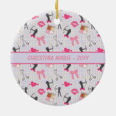 Girls Archery - Girly Hearts and Makeup Keramisch Ornament (Achterkant)