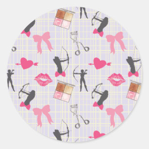 Girls Archery - Girly Hearts and Makeup Ronde Sticker