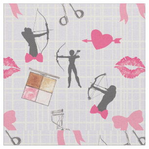 Girls Archery - Girly Hearts and Makeup Stof