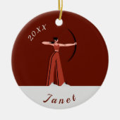 Girl's Archery Theme Pijl Archers Name Dated Keramisch Ornament (Voorkant)