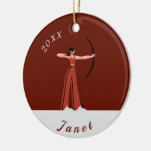 Girl's Archery Theme Pijl Archers Name Dated Keramisch Ornament (Links)