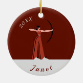 Girl's Archery Theme Pijl Archers Name Dated Keramisch Ornament (Achterkant)