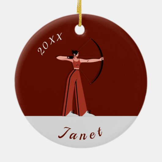 Girl's Archery Theme Pijl Archers Name Dated Keramisch Ornament (Achterkant)