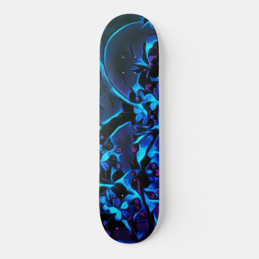 Girls Asian Geïnspireerd Blue Black Cherry Blossom Persoonlijk Skateboard (Voorkant)