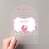 Girl's Baby shower Clear Acryl Uitnodiging Kaart 2 (Insitu (Draagbaar))