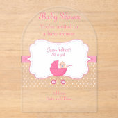 Girl's Baby shower Clear Acryl Uitnodiging Kaart 2 (Voorkant)