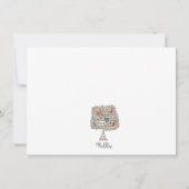 Girls Baby shower Owl Cat & Birds Invite Kaart (Achterkant)