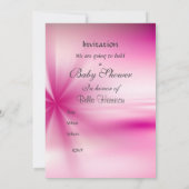 Girls Baby shower Party Pink Silver Invitation Kaart (Achterkant)