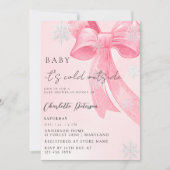 Girl's Baby Shower pine trees Winter Bow coquette Kaart (Voorkant)