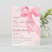 Girl's Baby Shower pine trees Winter Bow coquette Kaart (Staand voorkant)