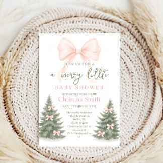 Girl's Baby Shower pine trees Winter Bow coquette Kaart