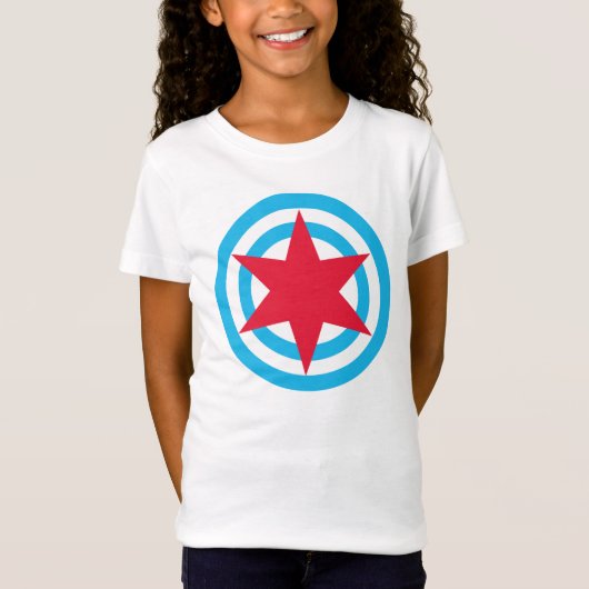 Girls Babydoll Chicago Flag Shirt (Voorkant)