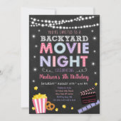 Girls Backyard Movie Night Birthday Uitnodiging (Voorkant)